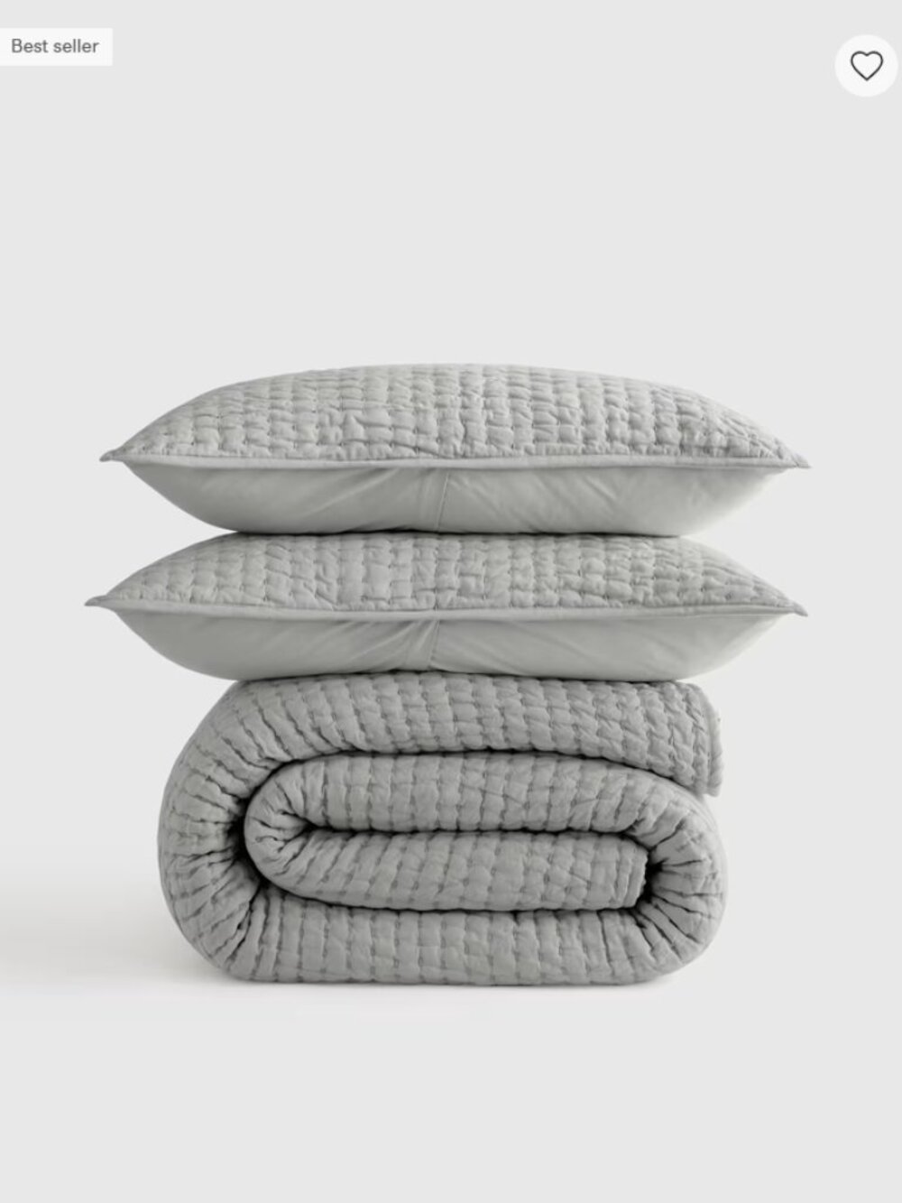 European Linen Cotton Stitch Quilt, King/Cal King, Mist (108in X92in) - Picture 3 of 3